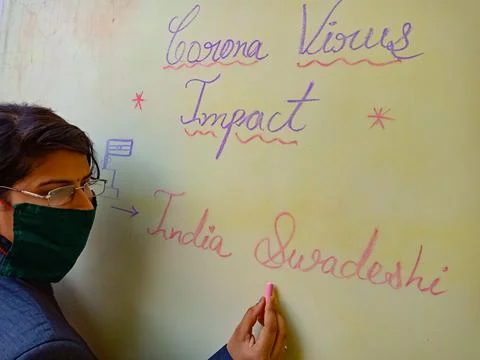 Covid impact education program. 스톡 사진