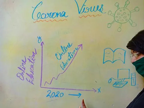 Covid impact education program. 스톡 사진