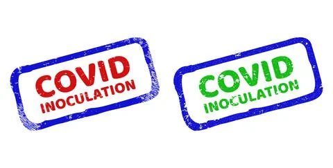 COVID INOCULATION Bicolor Rough Rectangle Stamp Seals with Rubber Styles Stock Illustration