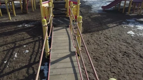 Covid mask in empty playground Stock Footage 150074624