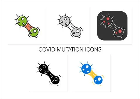 Covid mutation icons set イラスト素材