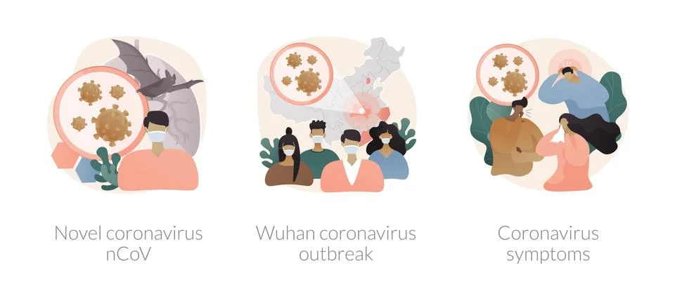 Covid outbreak abstract concept vector illustrations. Illustrazione stock