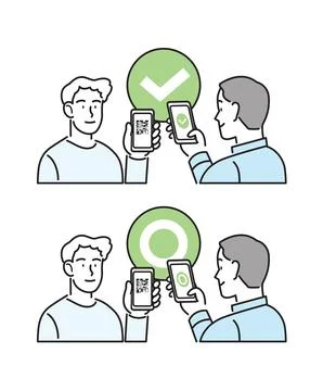 Covid pass checking- Man holding digital sanitary pass Stock Illustration