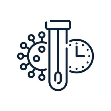 Covid pcr test vector line icon. Corona virus covid19 tube test medical Stock Illustration