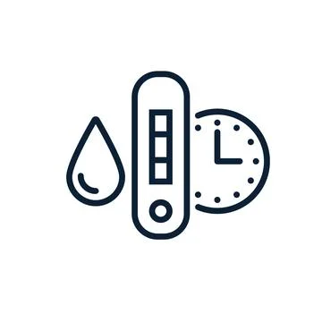 Covid pcr test vector line icon. Corona virus covid19 tube test medical Stock Illustration