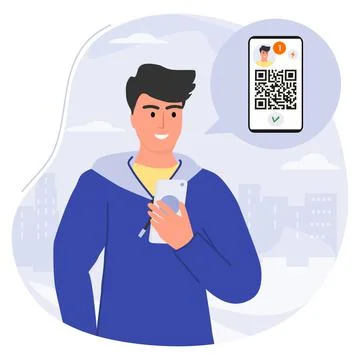 Covid People QR code Cashless Payment Pass Proof Stockillustratie