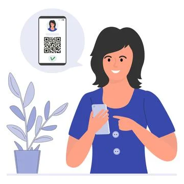 Covid People QR code Cashless Payment Pass Proof Stockillustratie