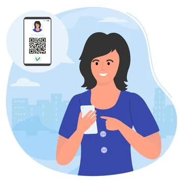 Covid People QR code Cashless Payment Pass Proof Stockillustratie