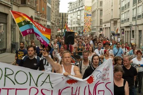 COVID protest, Leipzig Stock Photos