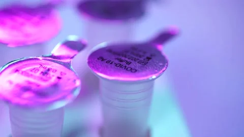 COVID REAGENTS IN LAB Stock Footage 197993711