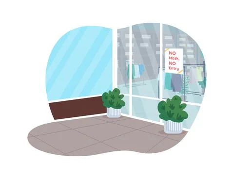 Covid shops rules 2D vector web banner, poster 스톡 일러스트