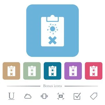 Covid test failed flat icons on color rounded square backgrounds Stock Illustration