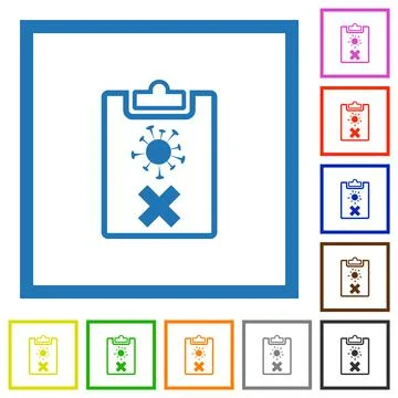 Covid test failed outline flat framed icons 库存插图