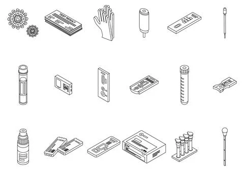 Covid test icons set vector outline Ilustración de archivo