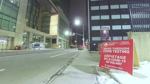 Covid test site time lapse ottawa - view of a test site downtown Stock Footage 147284916