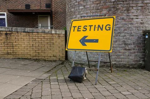COVID Testing Centre direction sign Stock Photos