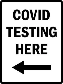 Covid testing here sign. Stock Illustration