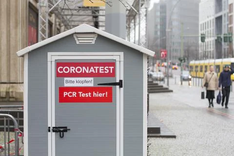 Covid testing site for PCR test. Mobile quick testing site for corona virus o Stock Photos