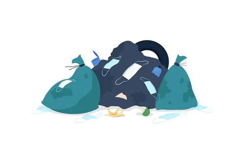 Covid trash flat color vector object Stock Illustration