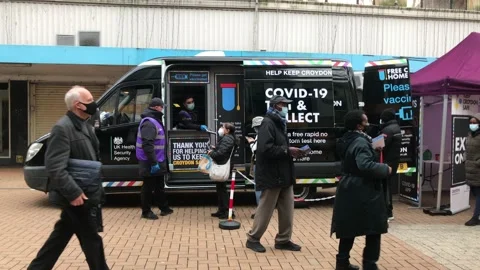Covid UK Lateral Flow test kit distribution Stockbeeldmateriaal 167736820