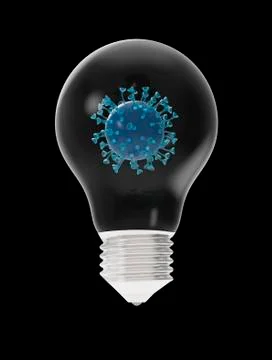 Covid virus 19 inside a light bulb Stock Illustration