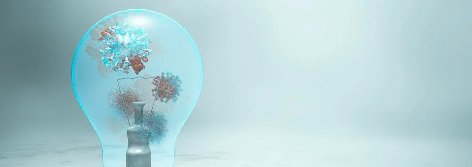 Covid virus 19 inside a light bulb Stock Illustration
