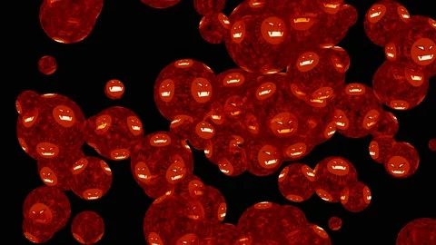 Covid virus devil face ball red color flying in the air moving Stock-Footage 139807276