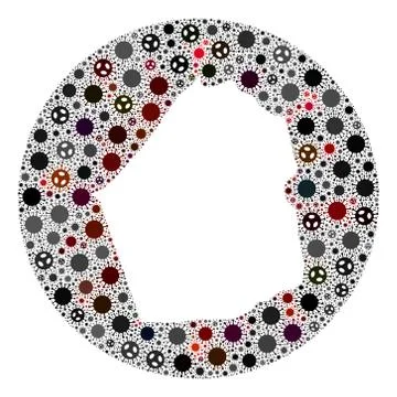 Covid Virus Hole Circle Map of Dubai Emirate Mosaic Stock Illustration