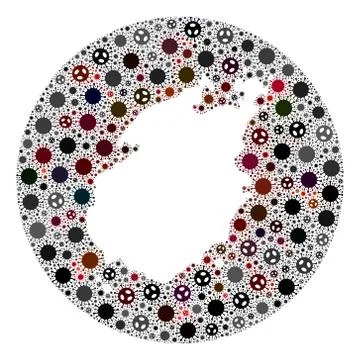 Covid Virus Hole Circle Map of Paros Island Mosaic 库存插图
