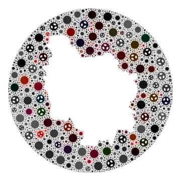 Covid Virus Hole Round Map of Burgundy Province Mosaic Illustrazione stock