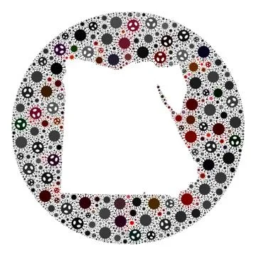 Covid Virus Stencil Round Map of Egypt Mosaic Stock Illustration