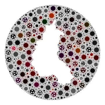 Covid Virus Stencils Circle Map of Champagne Province Mosaic 스톡 일러스트