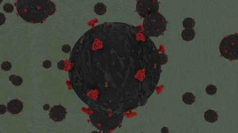 Covid19 - 3d animation - microscope view Stock Footage 128856439