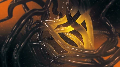 Covid19 corona virus interaction background like worm 4K dark yellow Stock Footage 129377346
