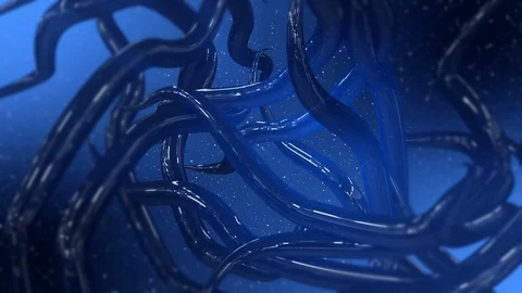 Covid19 corona virus interaction background like worm 4K Blue Stock-Footage 129378971