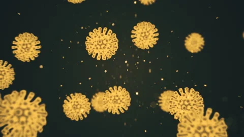 COVID19 coronavirus concept visualization. Virus cells are inside infected human Stock Footage 130882344