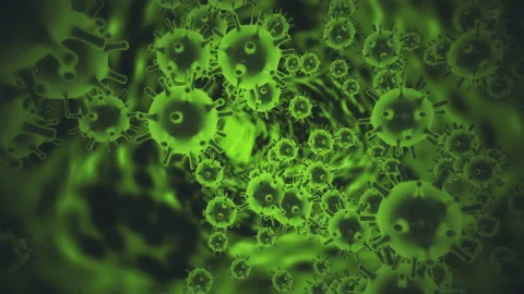 Covid19 coronavirus pathogen inside infected organism. Virus under microscope as Stock Footage 145857991