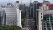 Covid19 Lockdown Aerial Sao Paulo Paulista Avenue Back Brazil 2020 Stock Footage