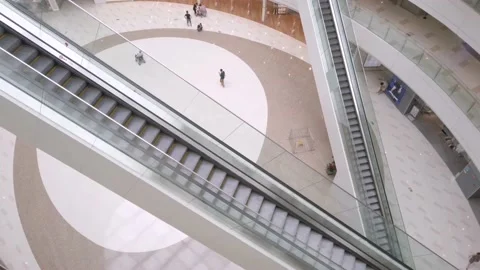 COVID19 pandemic: Empty elevator running in shopping mall,Beijing,China Stock Footage 135486857