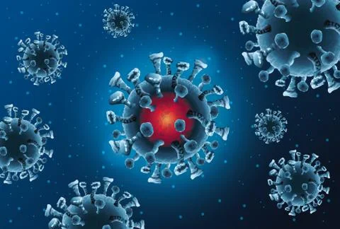Covid19 pandemic particles pattern background Stock Illustration