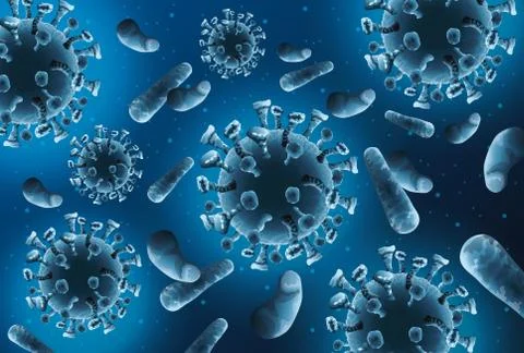 Covid19 pandemic particles pattern background Stock Illustration