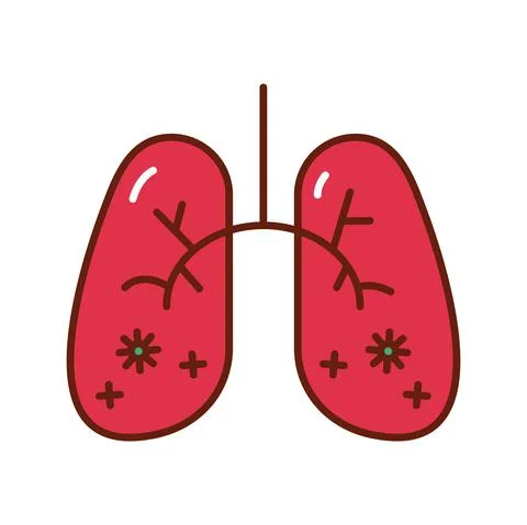Covid19 particles in human lungs flat style icon Stock Illustration