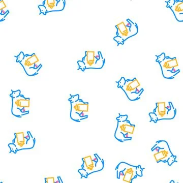 Cow and milk vector seamless pattern Stockillustratie
