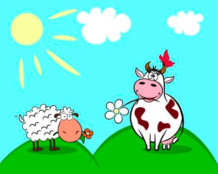 Cow and sheep Stock Illustration