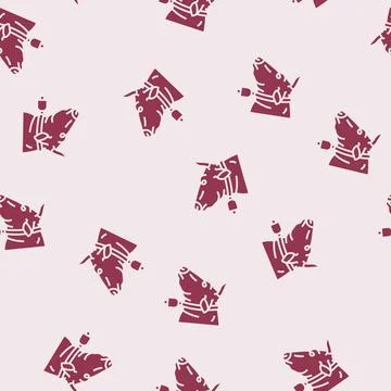Cow with bell glyph seamless pattern Stock Illustration