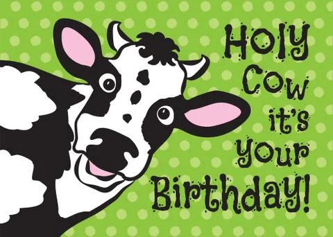 Cow Birthday greeting Stock Illustration