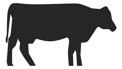 Cow black silhouette. Fram cattle animal icon Stock Illustration
