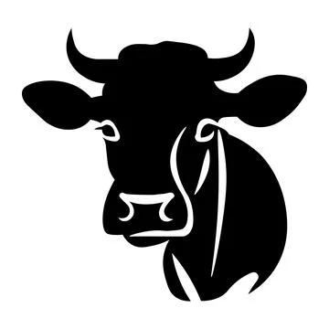 Cow black vector icon on white background Stock Illustration