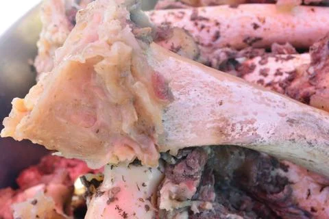 Cow bones for cooking, note select focus with shallow depth of field Foto stock