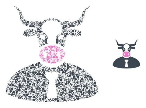 Cow Boss Recursion Composition of Self Items Stock Illustration
